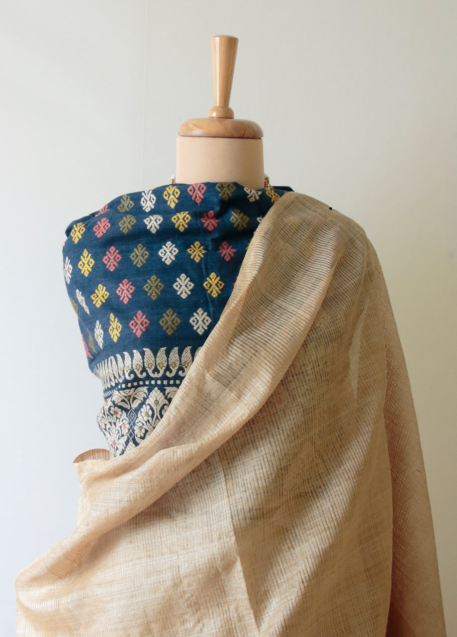 Golden Muga Silk Handloom Saree woven from Assam , India
