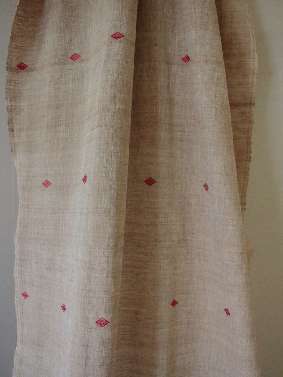 Beige Hand Spun / Handwoven / Natural Dyed  Eri Silk Fabric  - 3 Meters and 36" Width
