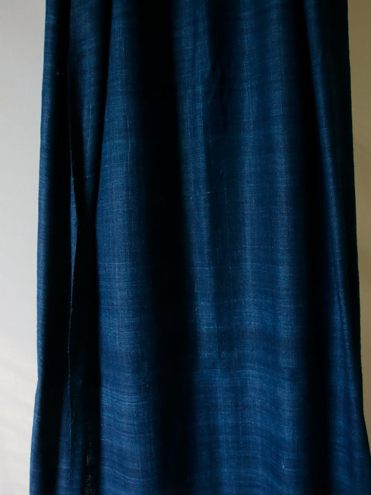Indigo Hand Spun / Handwoven Eri Silk Fabric - 36" Width / Natural Assam Indigo Dyed