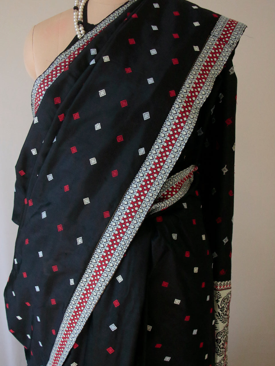 Black Mulberry Silk Handloom Saree from Assam
