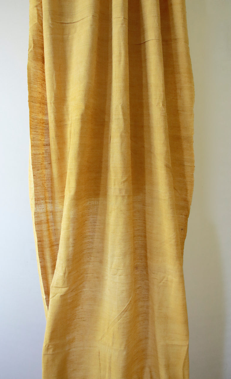 Handloom Turmeric dyed Hundred percent Eri Silk / Ahimsa silk by yard / Made from Hand Spun Yarns