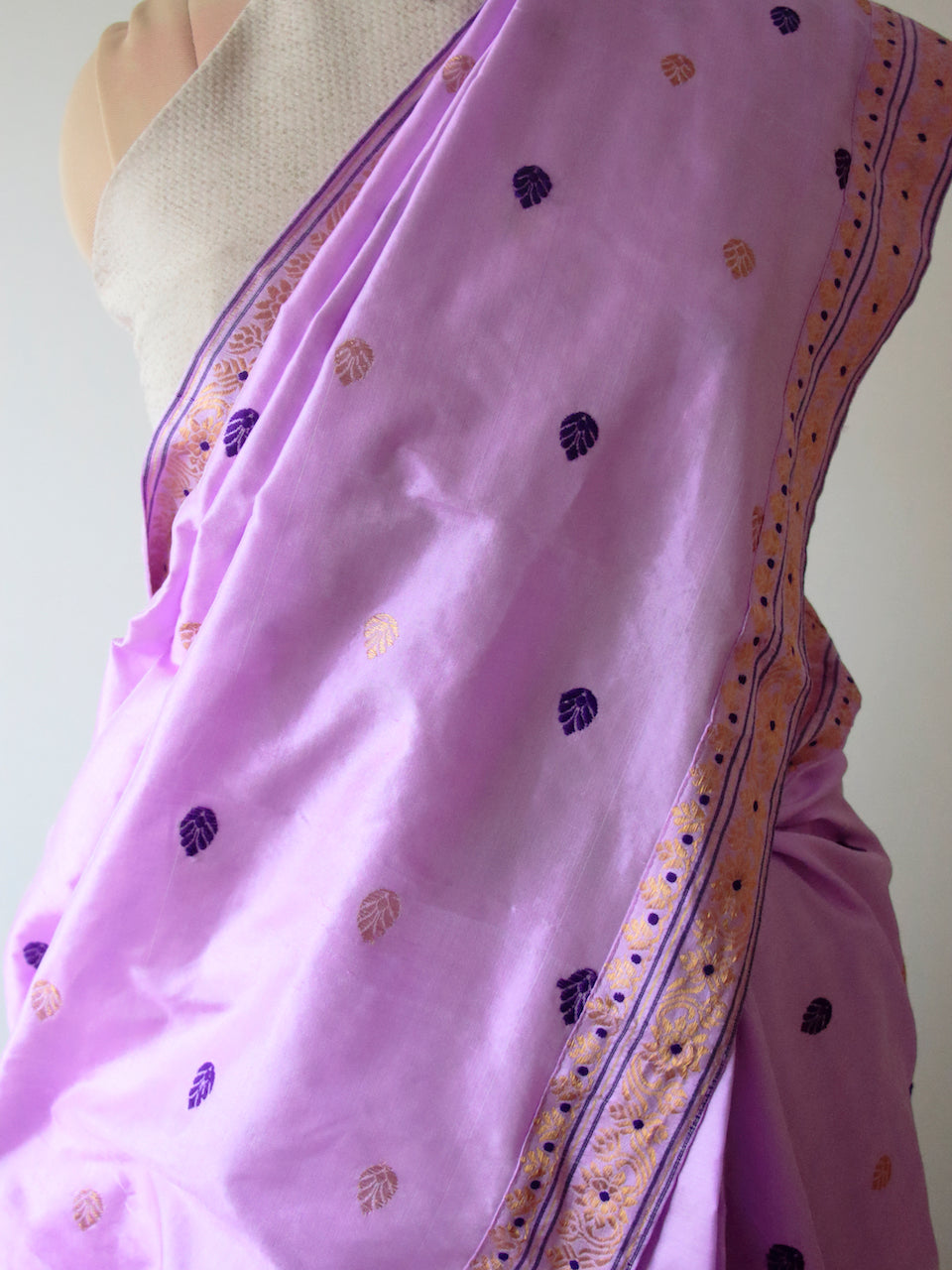 Purple  Handloom Mulberry Silk Saree from Assam