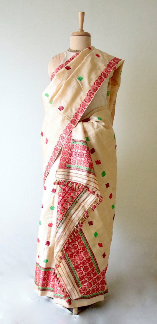 Tassar Silk Handloom Traditional Mekhla Chador Set from Assam
