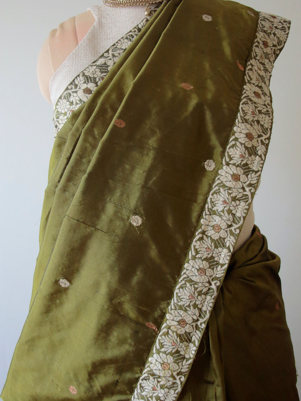 Mehendi Green Colour Handloom Mulberry Silk Saree from Assam