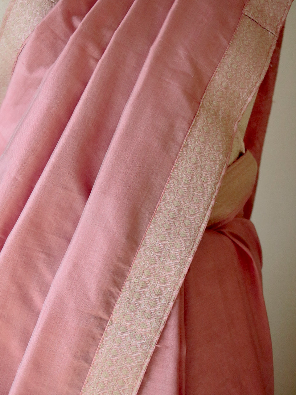 Soft Peach Colour Handloom Mulberry Silk Saree from Assam