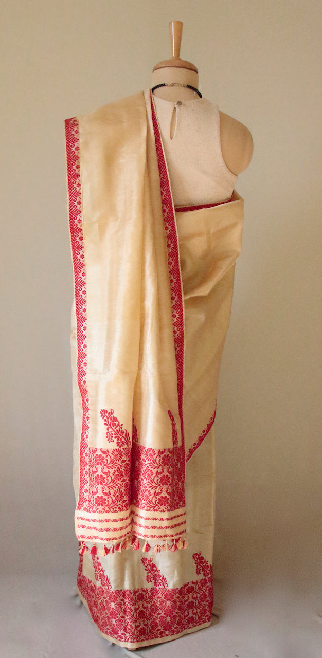 Tassar Silk Handloom Traditional Mekhla Chador Set from Assam