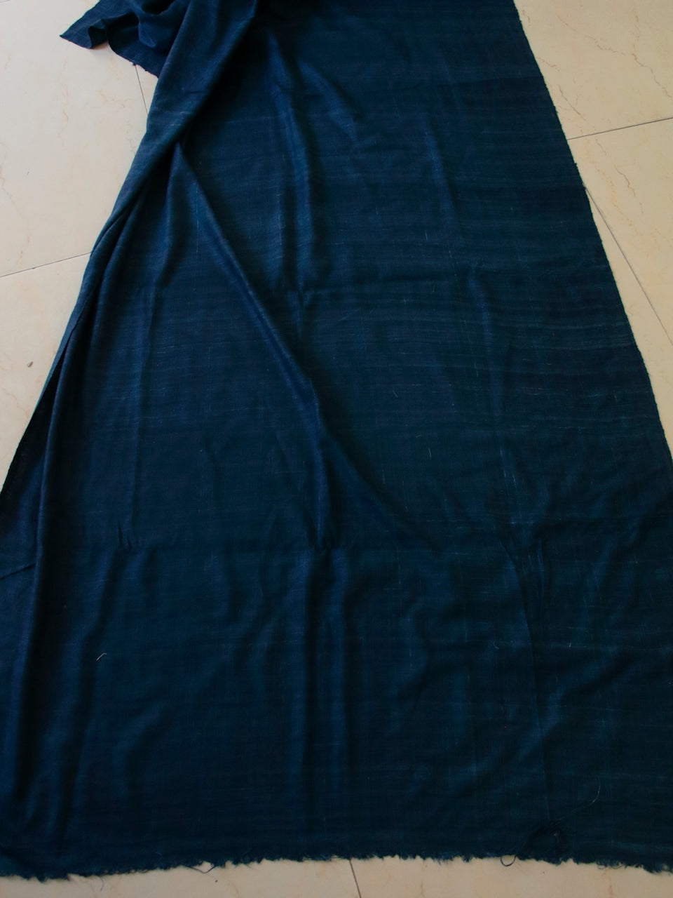 Indigo Hand Spun / Handwoven Eri Silk Fabric - 36" Width / Natural Assam Indigo Dyed
