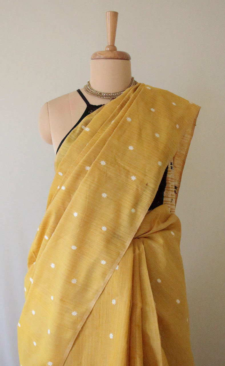 Natural Turmeric Dyed Handloom Eri Silk by  Mulberry Silk Sari from Assam