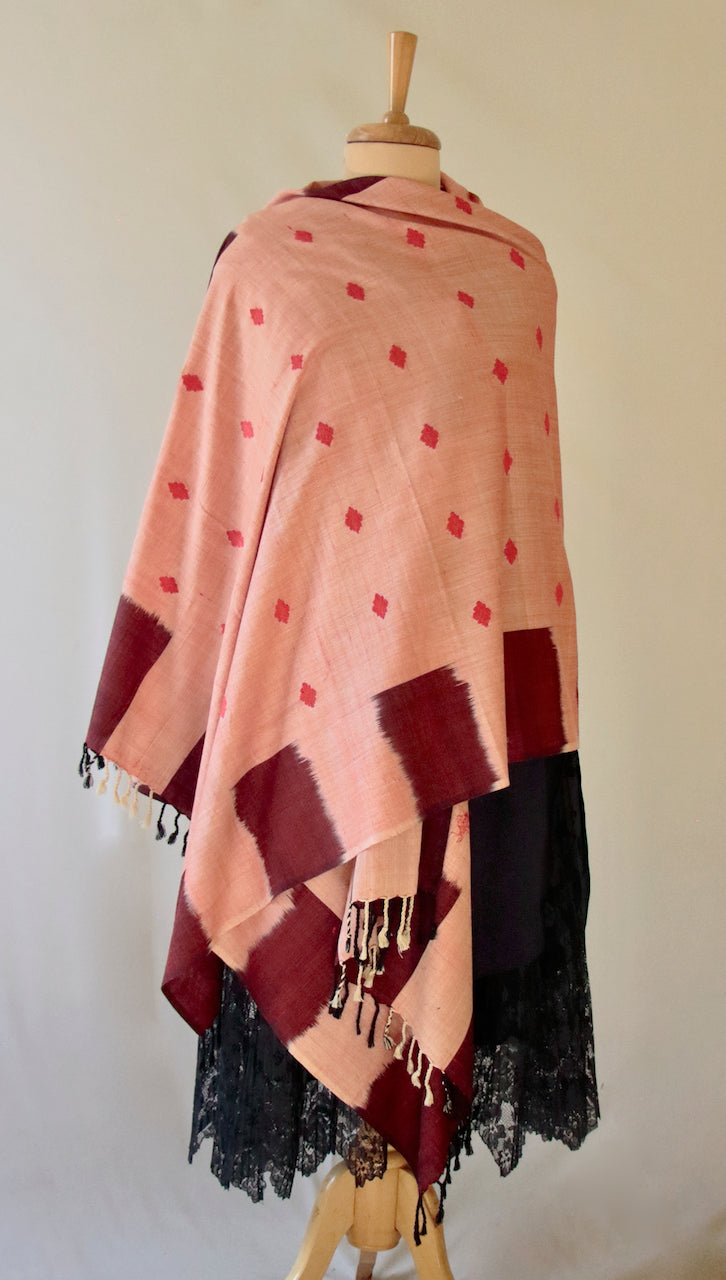Handwoven Ikat Weave Eri Silk  Wrap / Dupatta from Assam