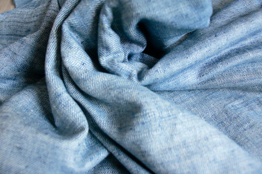 Handloom Twill Weave Natural Indigo dyed Hundred percent Eri Silk / Ahimsa silk by yard.