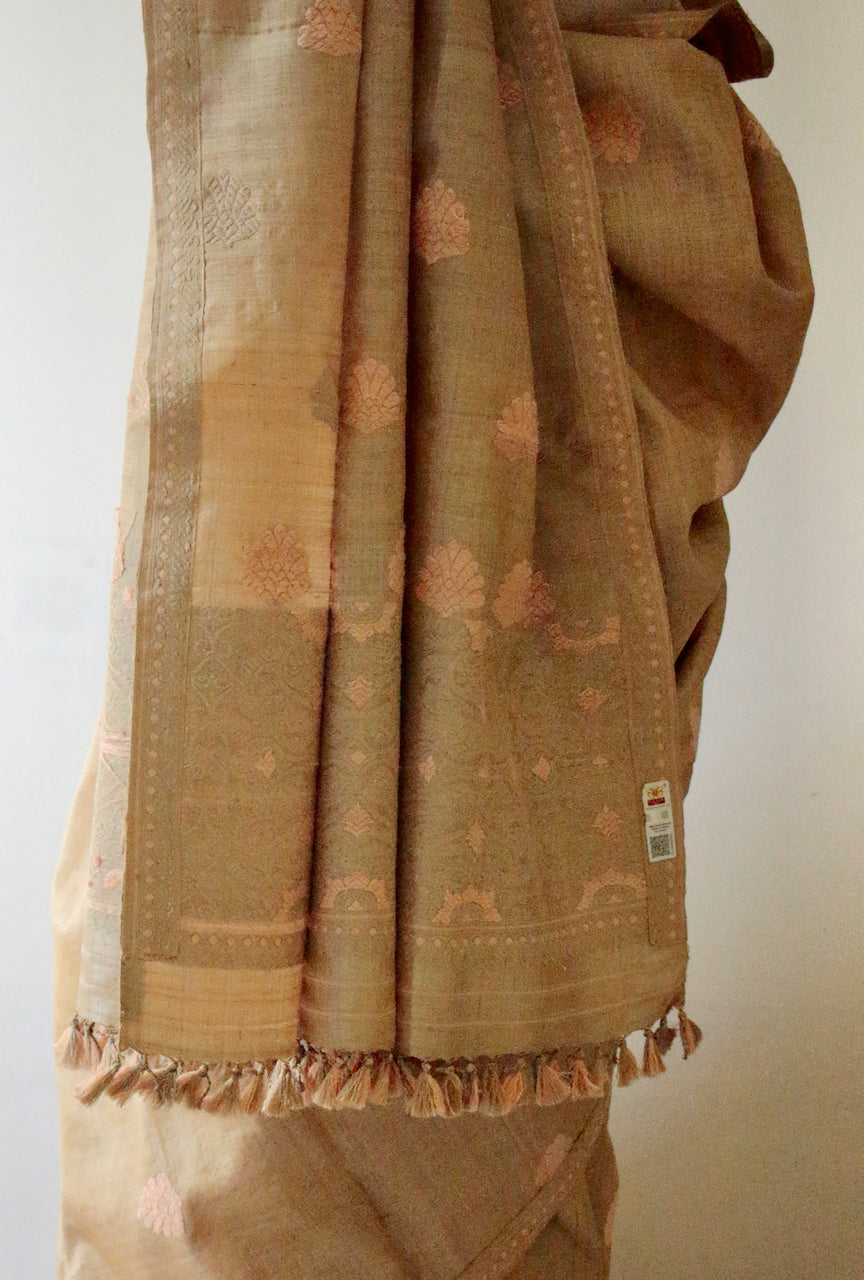 Handloom Authentic Muga Silk Sari from Assam , India