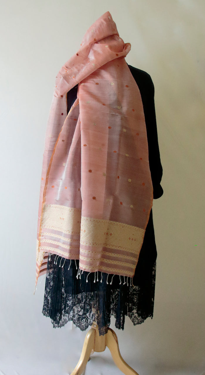 Natural Dyed Handwoven Silk Stole / Dupatta from Assam , India