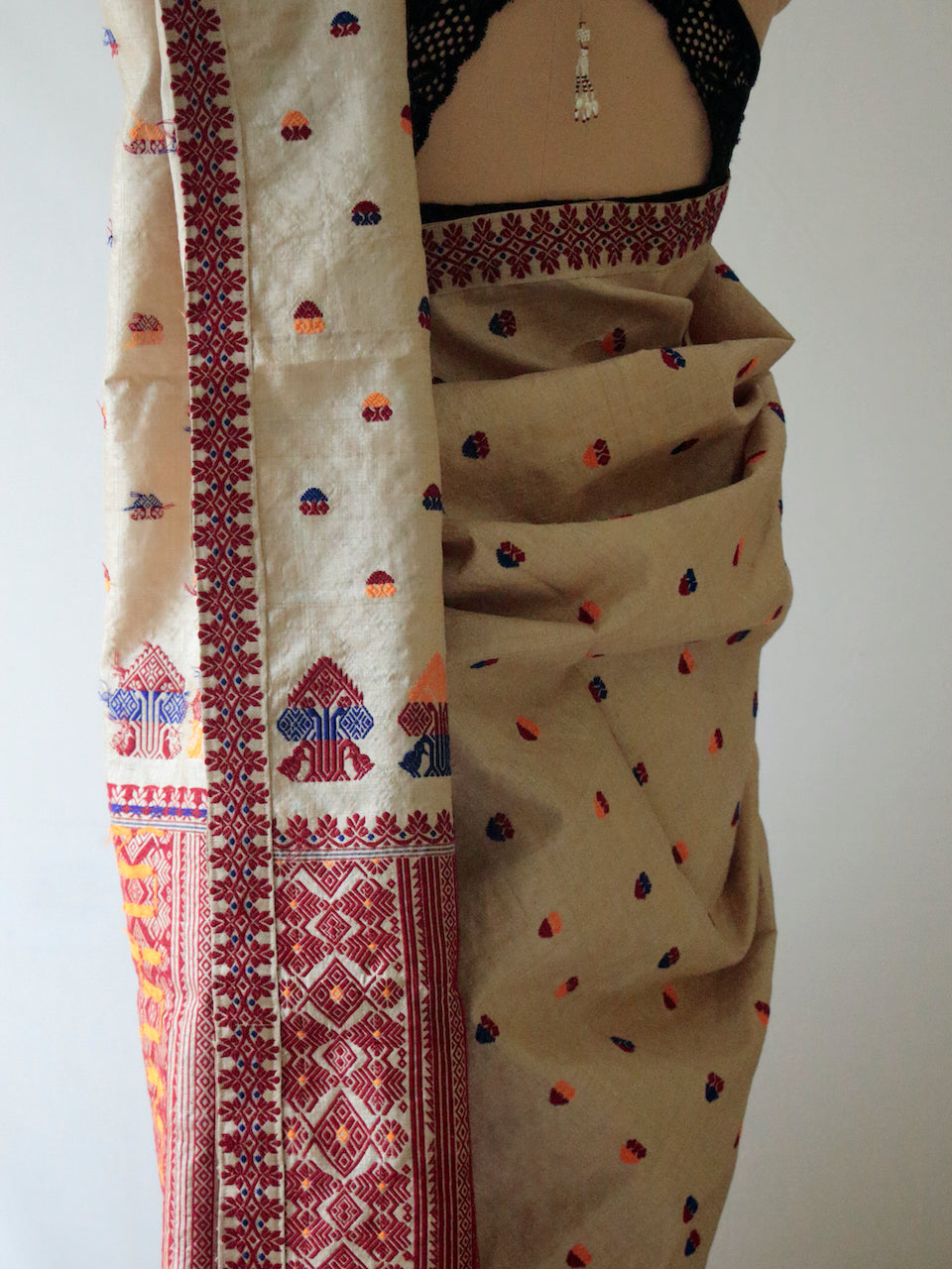 Handloom Classic Traditional Design Muga Silk Saree from Assam