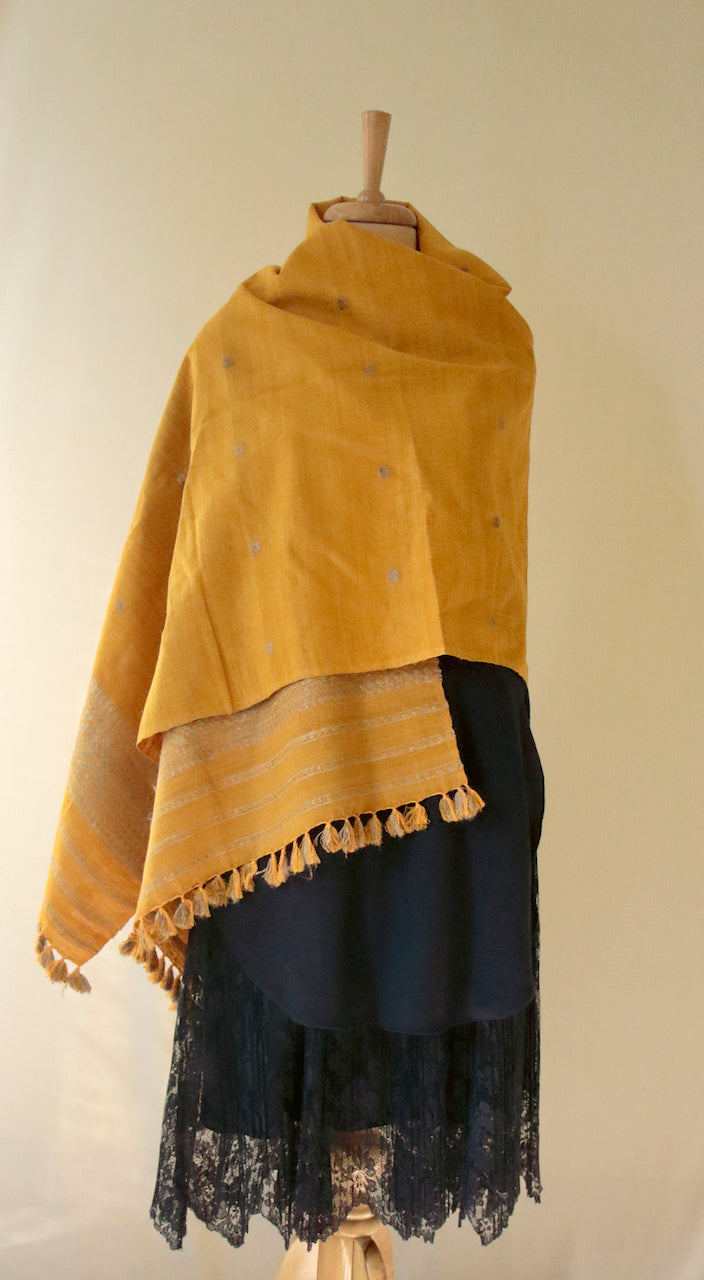 Turmeric Natural Dyed Eri silk Handloom Shawl from Assam