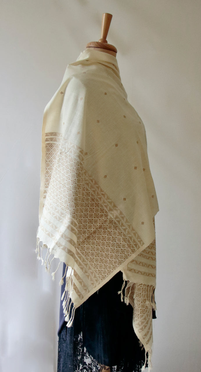 Handwoven Eri Silk Stole / Scarf in natural colours  from Assam