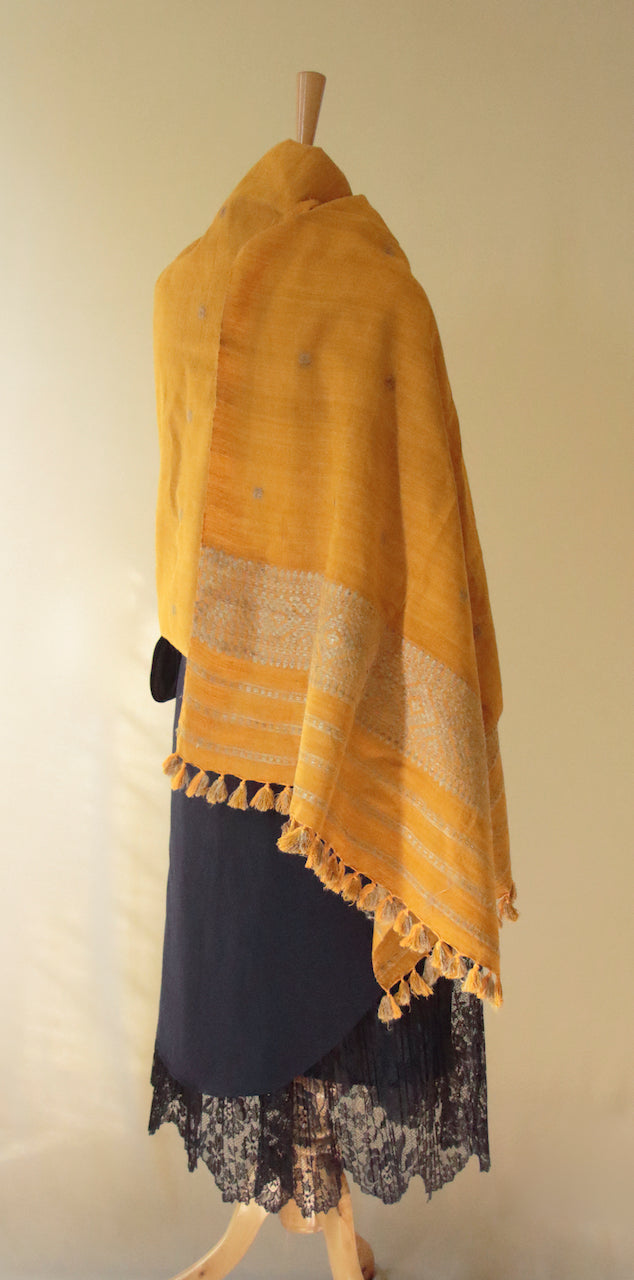 Turmeric Natural Dyed Eri silk Handloom Shawl from Assam