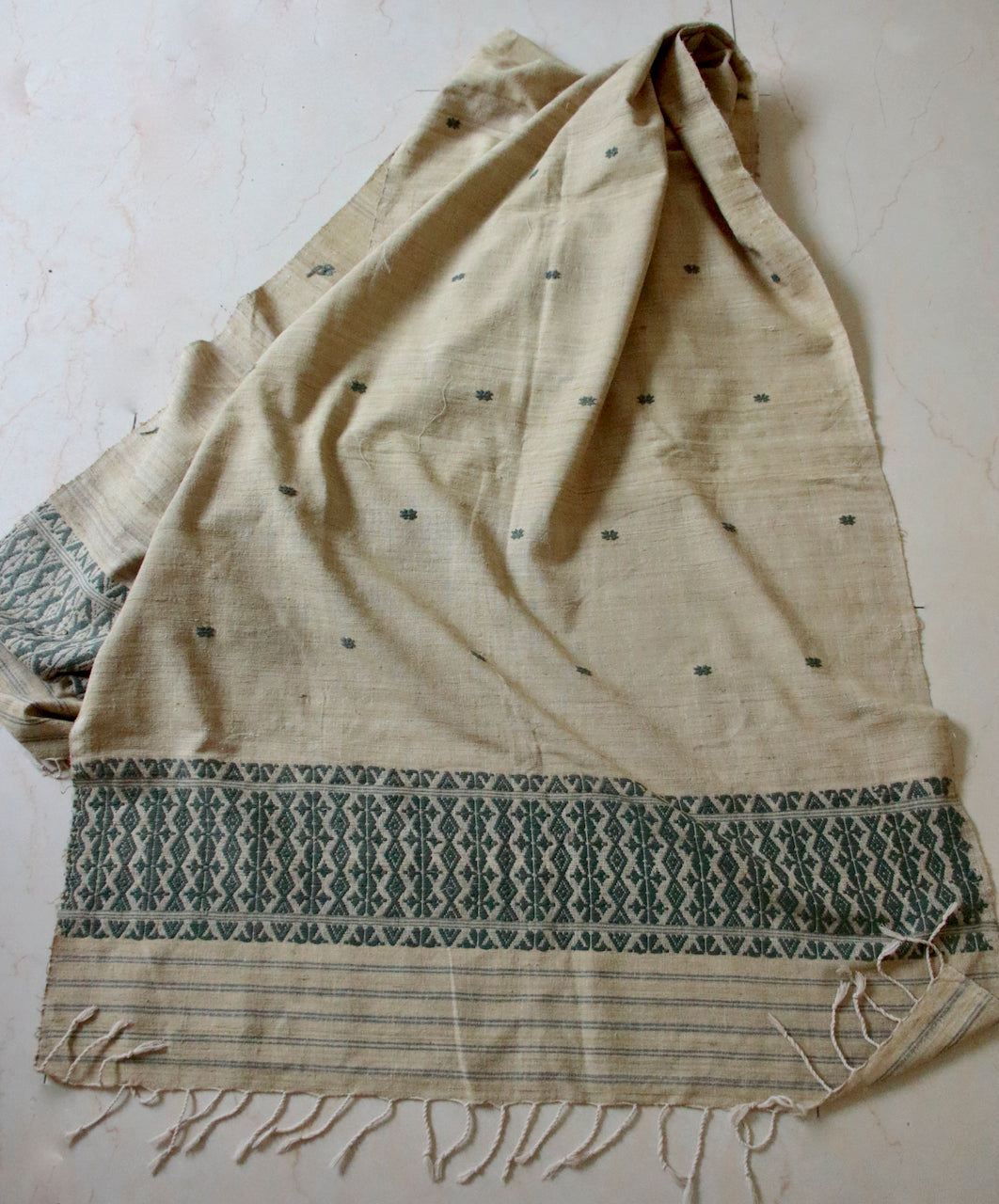 Green Natural Dyed Eri silk Handloom Shawl from Assam