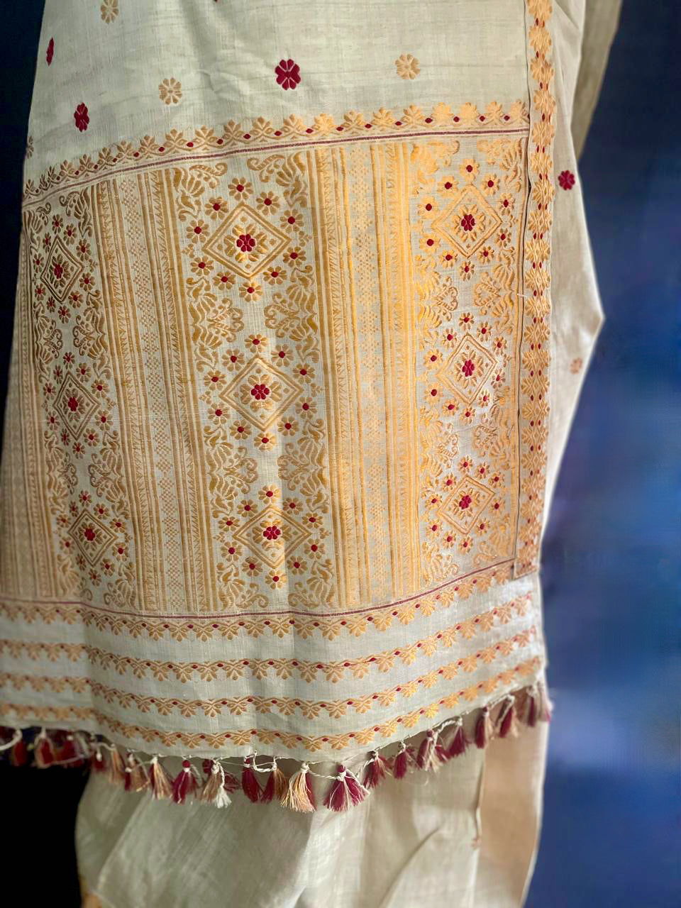 Handloom Traditional Design Muga Silk Saree from Assam