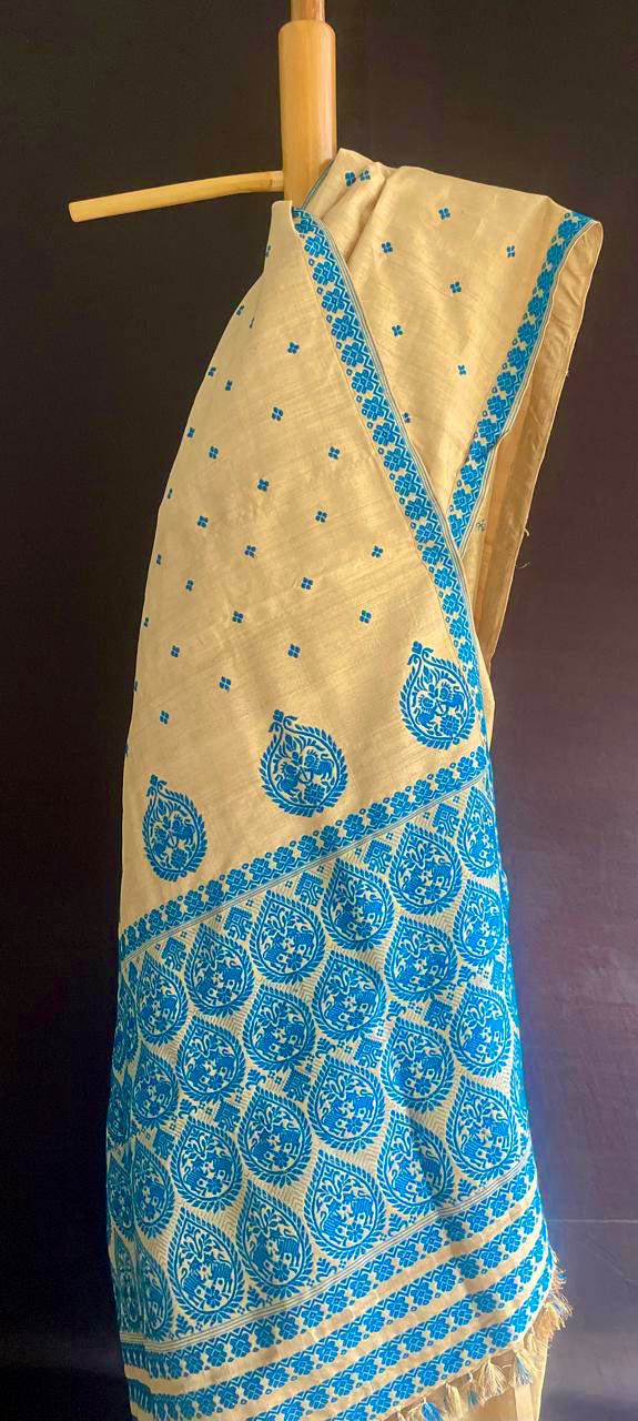 Handloom Traditional Design Muga Silk Saree from Assam