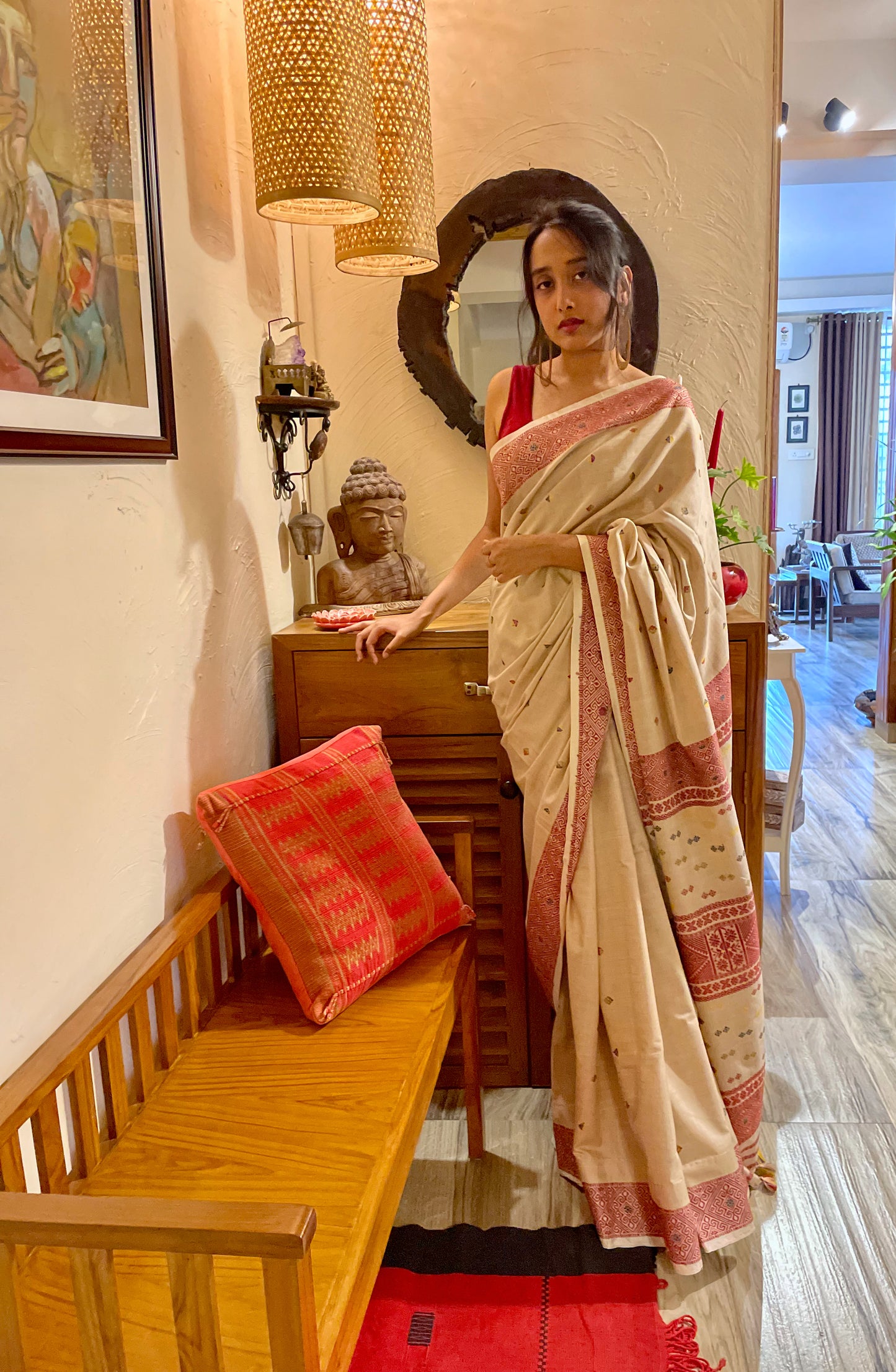 Natural Dyed Handloom Eri Silk Saree from Assam , India