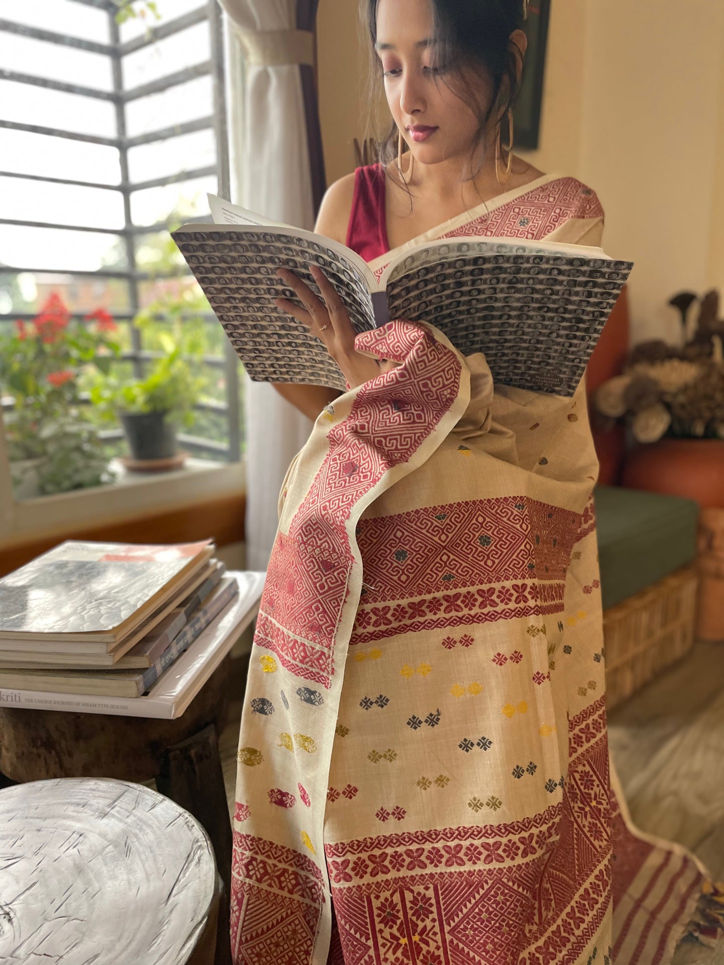 Natural Dyed Handloom Eri Silk Saree from Assam , India