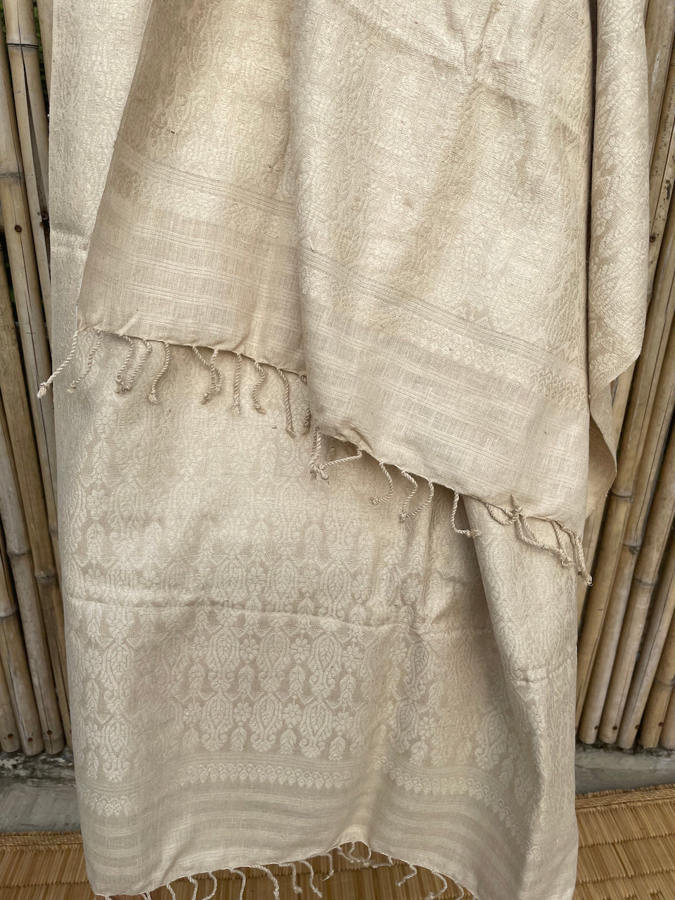 Handloom Red Eri Silk / Peace Silk Stole/ Small Size Shawl from Assam , India