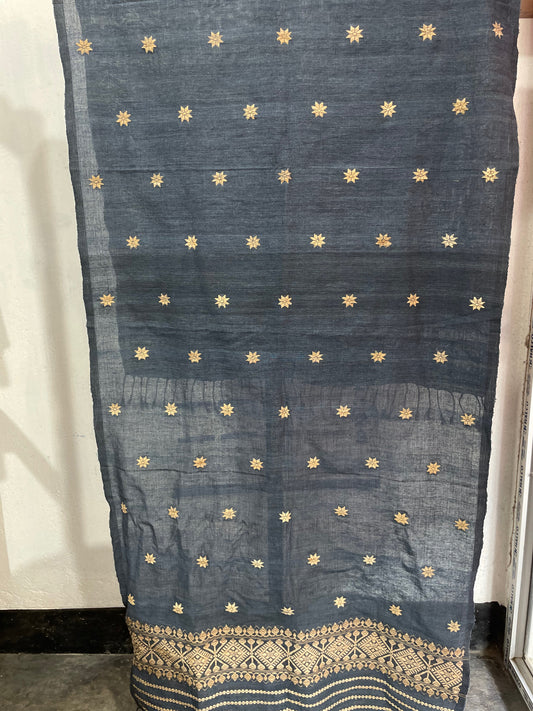 Eri Silk Natural Indigo Dyed Handwoven Scarf / Stole