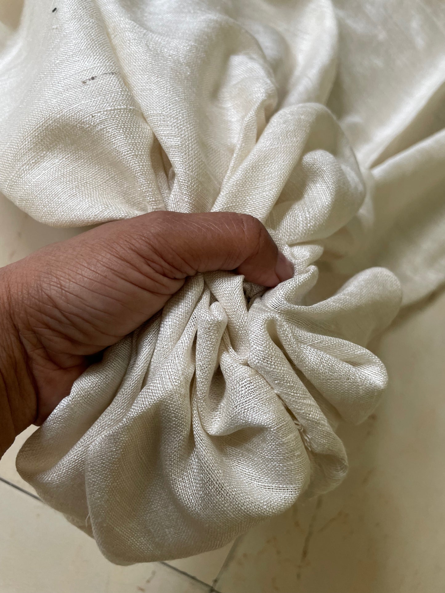 Handloom Mulberry Matka Silk in Natural off White  - width 45"