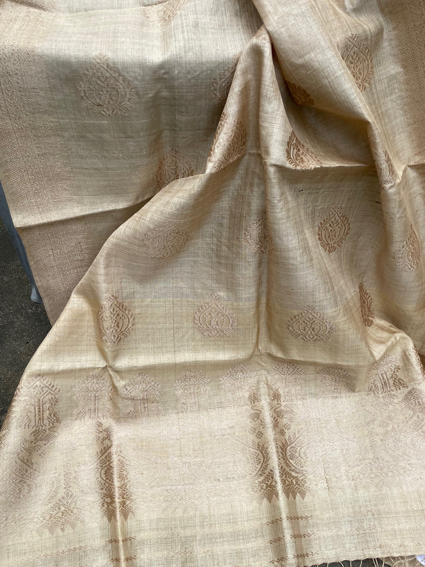 Handloom Muga Silk Shawl / Dupatta with Muga Silk Motifs from Assam - Order Only