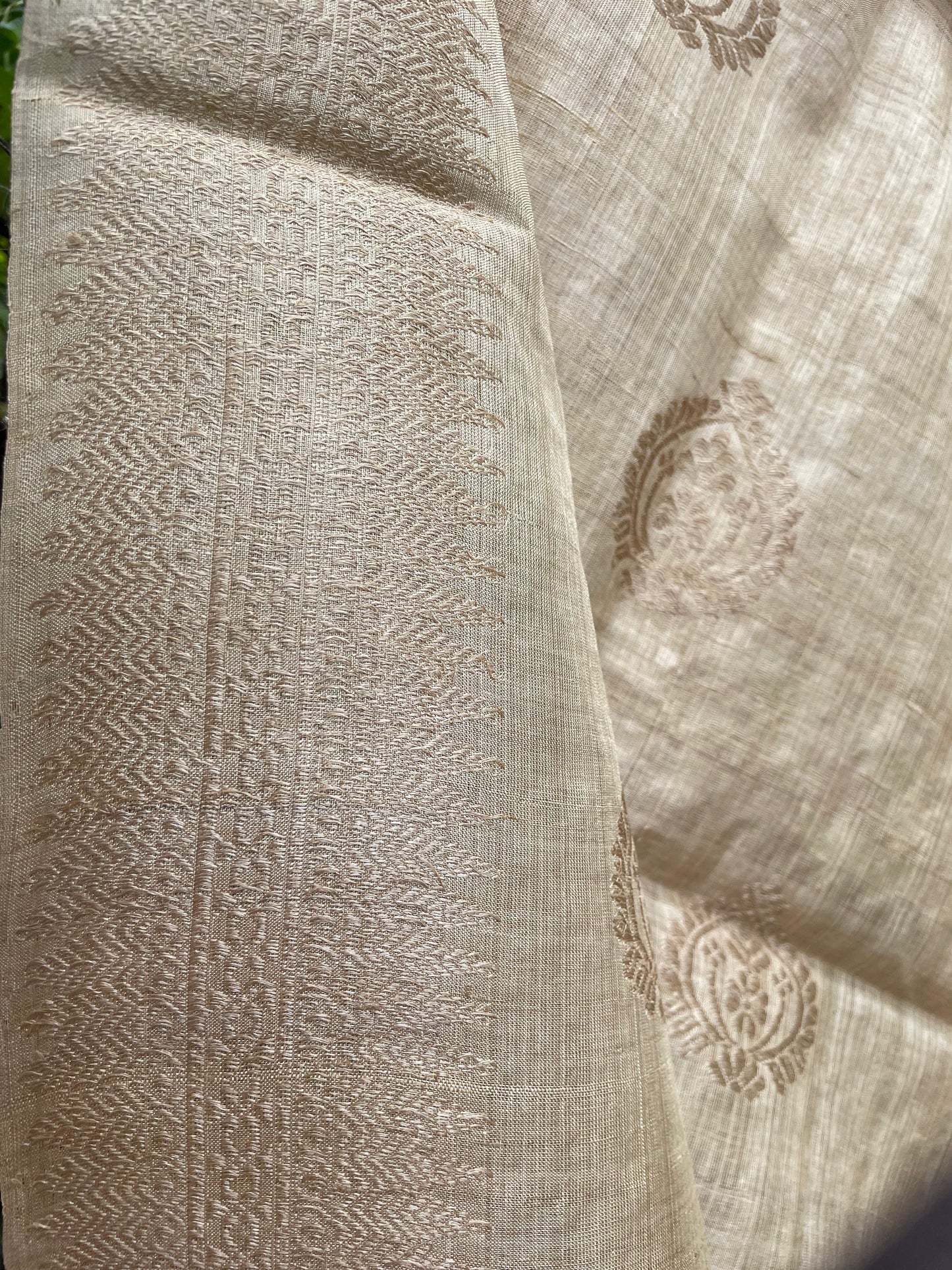 Handloom Muga Silk Shawl / Dupatta with Muga Silk Motifs from Assam - Order Only