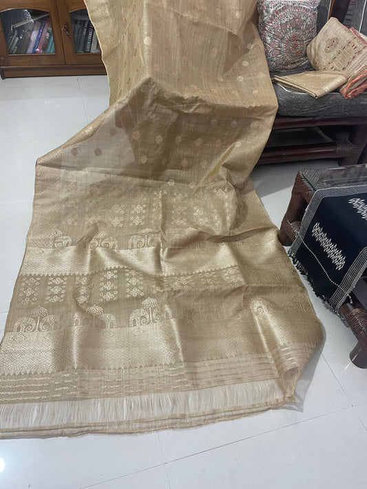 Authentic Muga Silk Saree with Muga Silk Motifs  from Assam