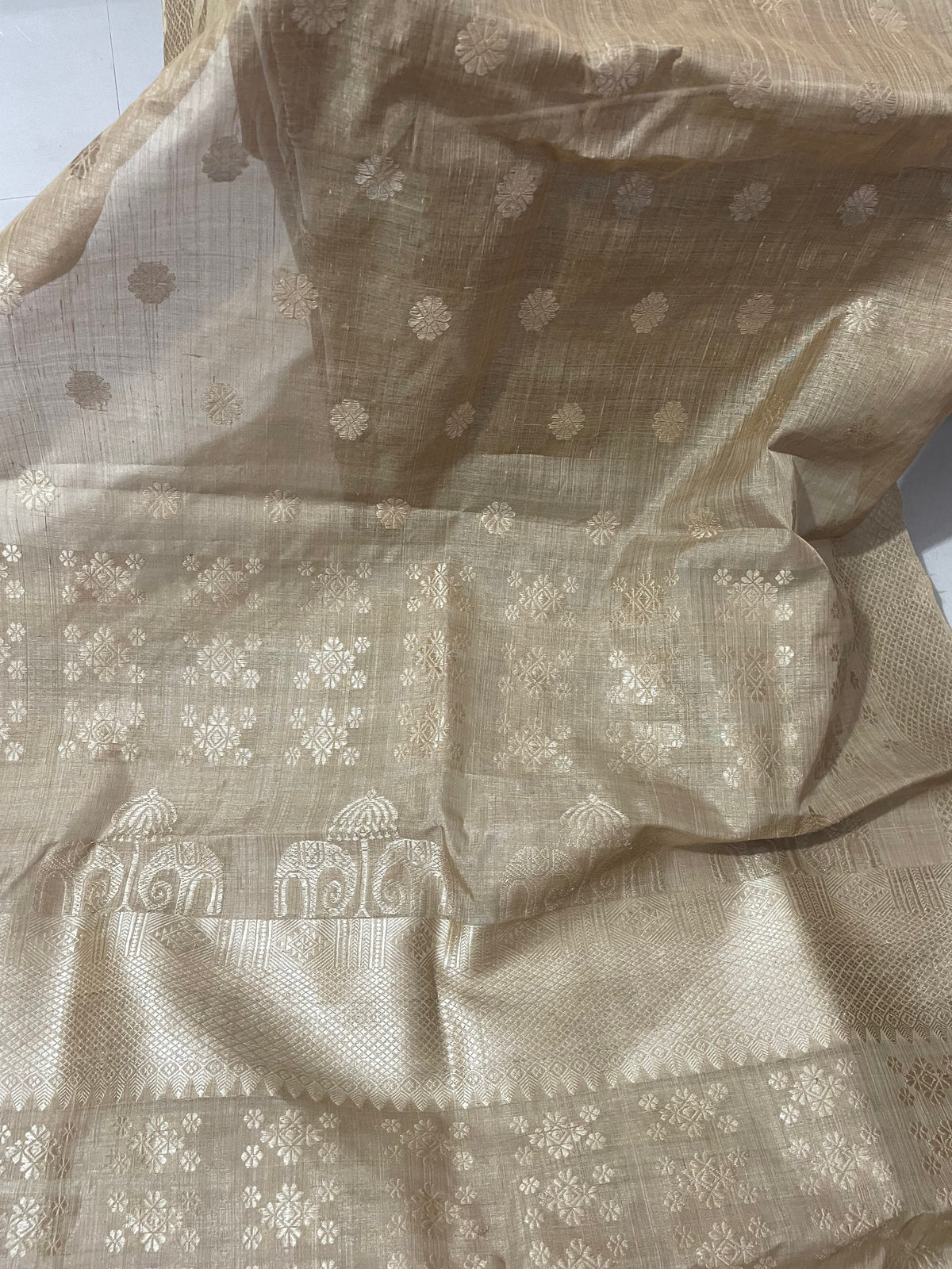 Authentic Muga Silk Saree with Muga Silk Motifs  from Assam