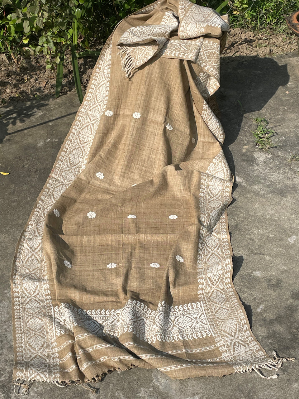 Handwoven Muga Ghicha Silk Shawl / Wrap from Assam , India