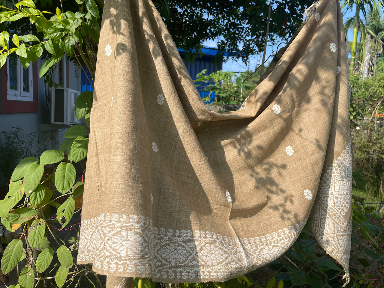 Handwoven Muga Ghicha Silk Shawl / Wrap from Assam , India