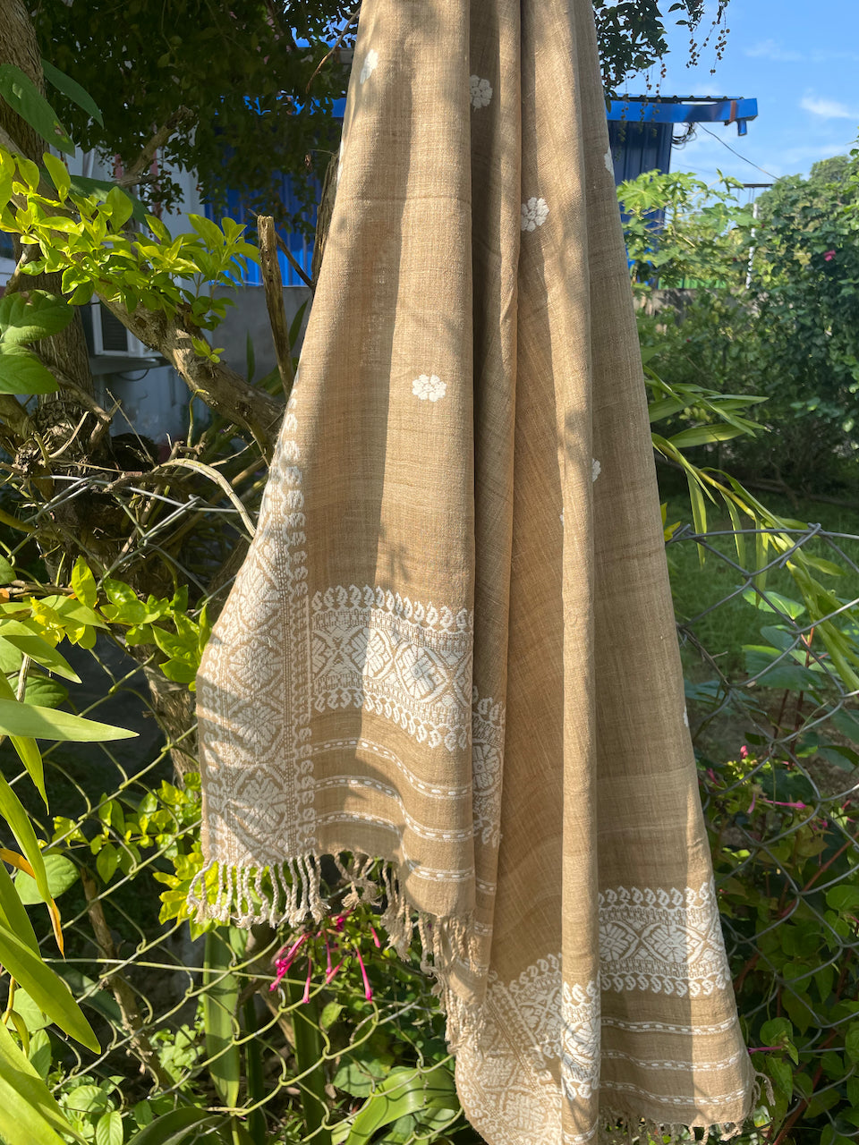 Handwoven Muga Ghicha Silk Shawl / Wrap from Assam , India