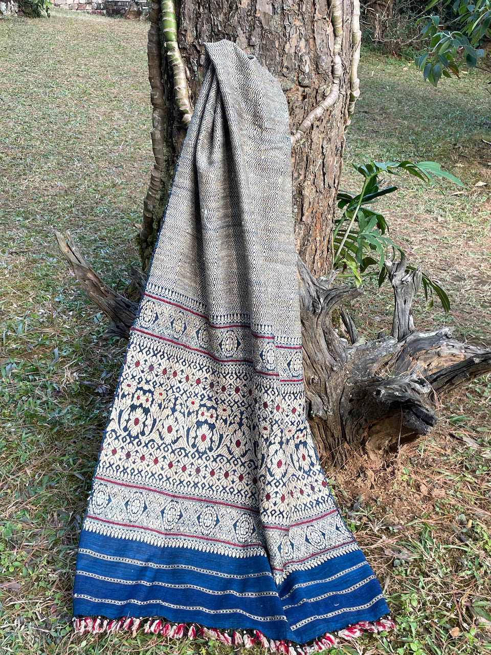 Indigo Natural Dyed Eri Silk Handwoven Shawls from Assam , India