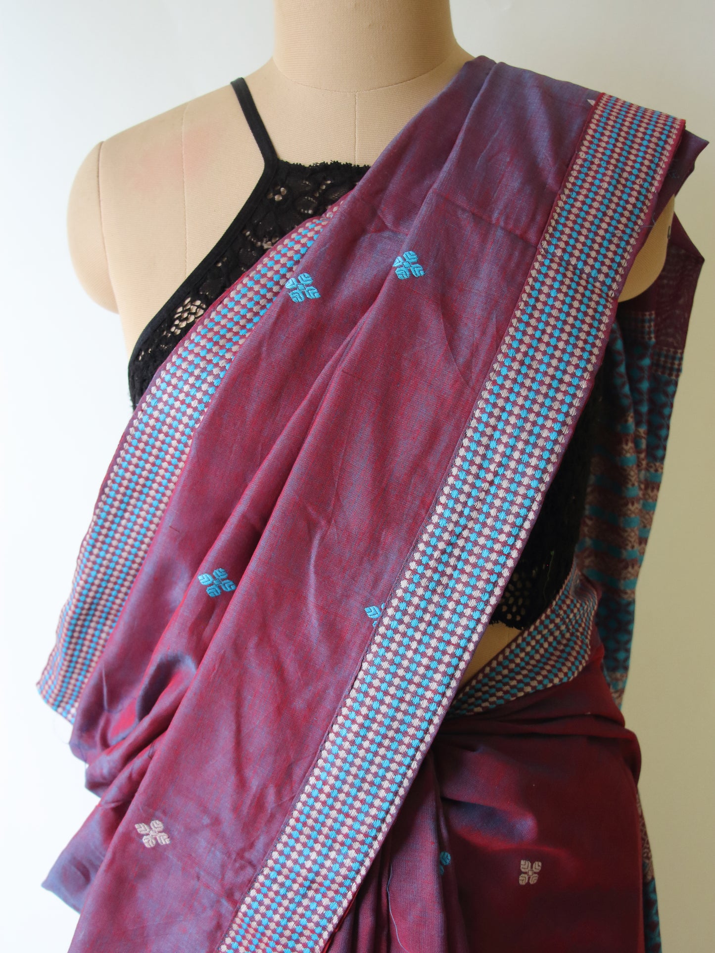Two Tone Purple  Handloom Cotton Saree from Assam