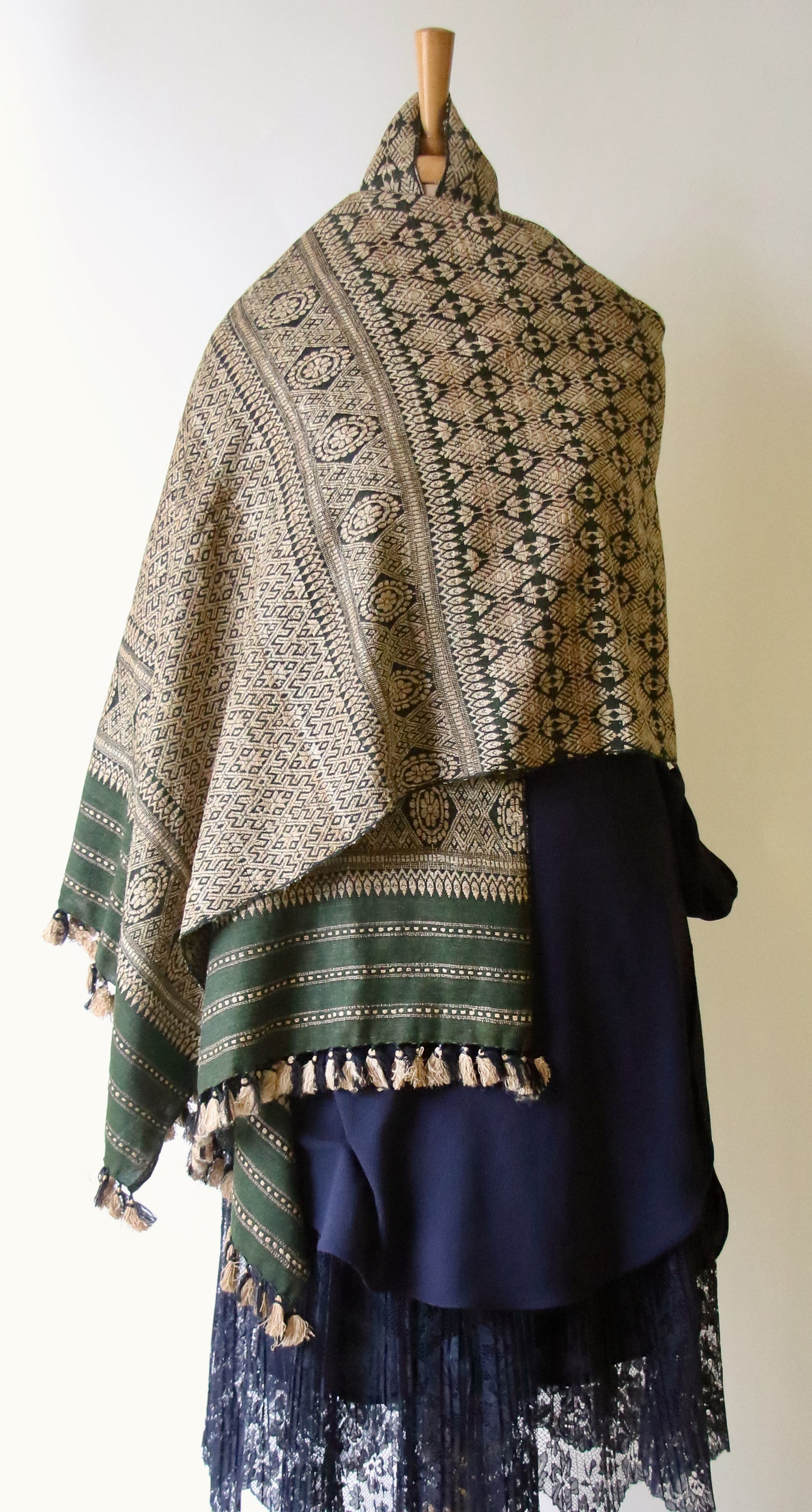 Green Eri Silk Handwoven Small Size Shawl from Assam