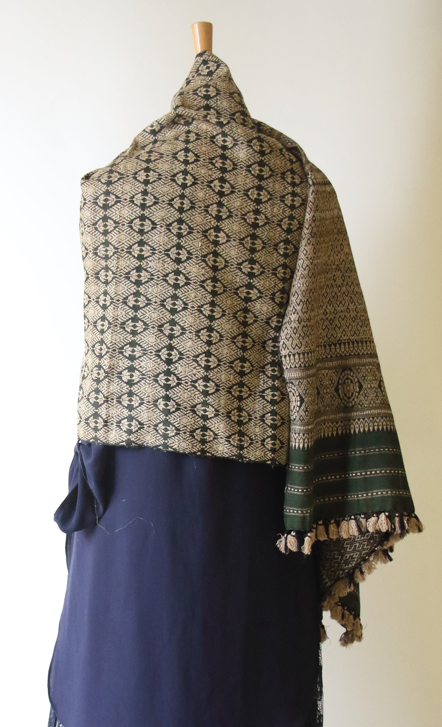 Green Eri Silk Handwoven Small Size Shawl from Assam