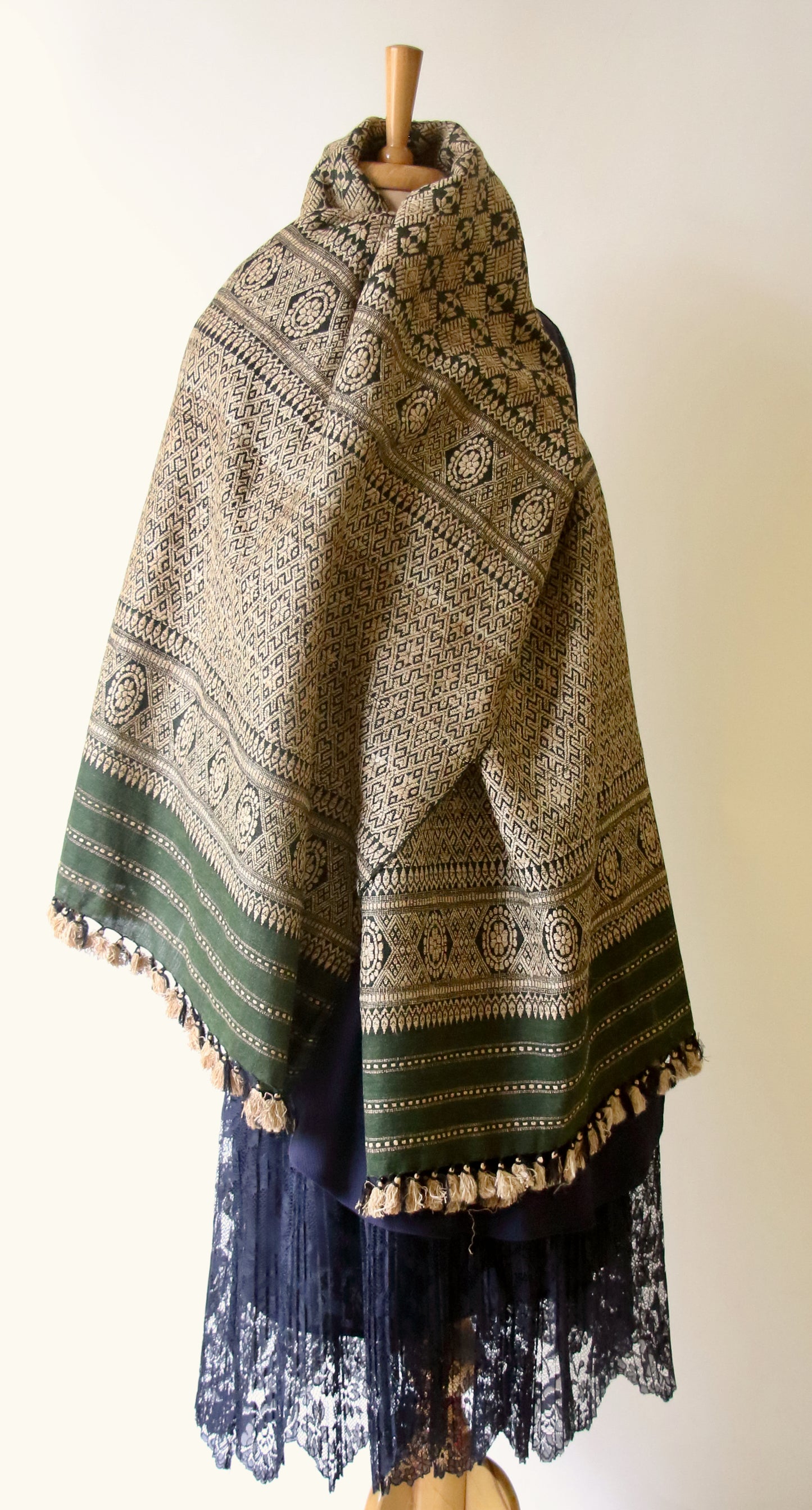 Green Eri Silk Handwoven Small Size Shawl from Assam