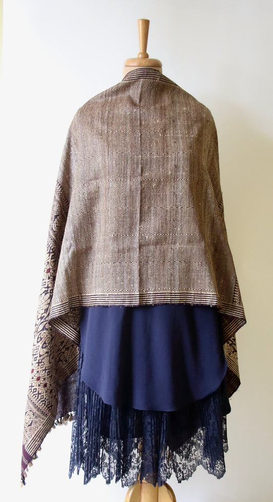 Deep Maroon Natural Dyed Eri Silk Handwoven Shawl from Assam