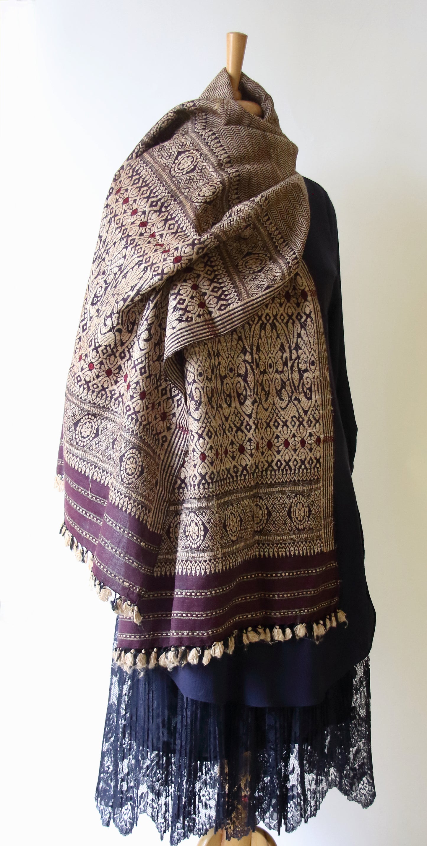 Deep Maroon Natural Dyed Eri Silk Handwoven Shawl from Assam