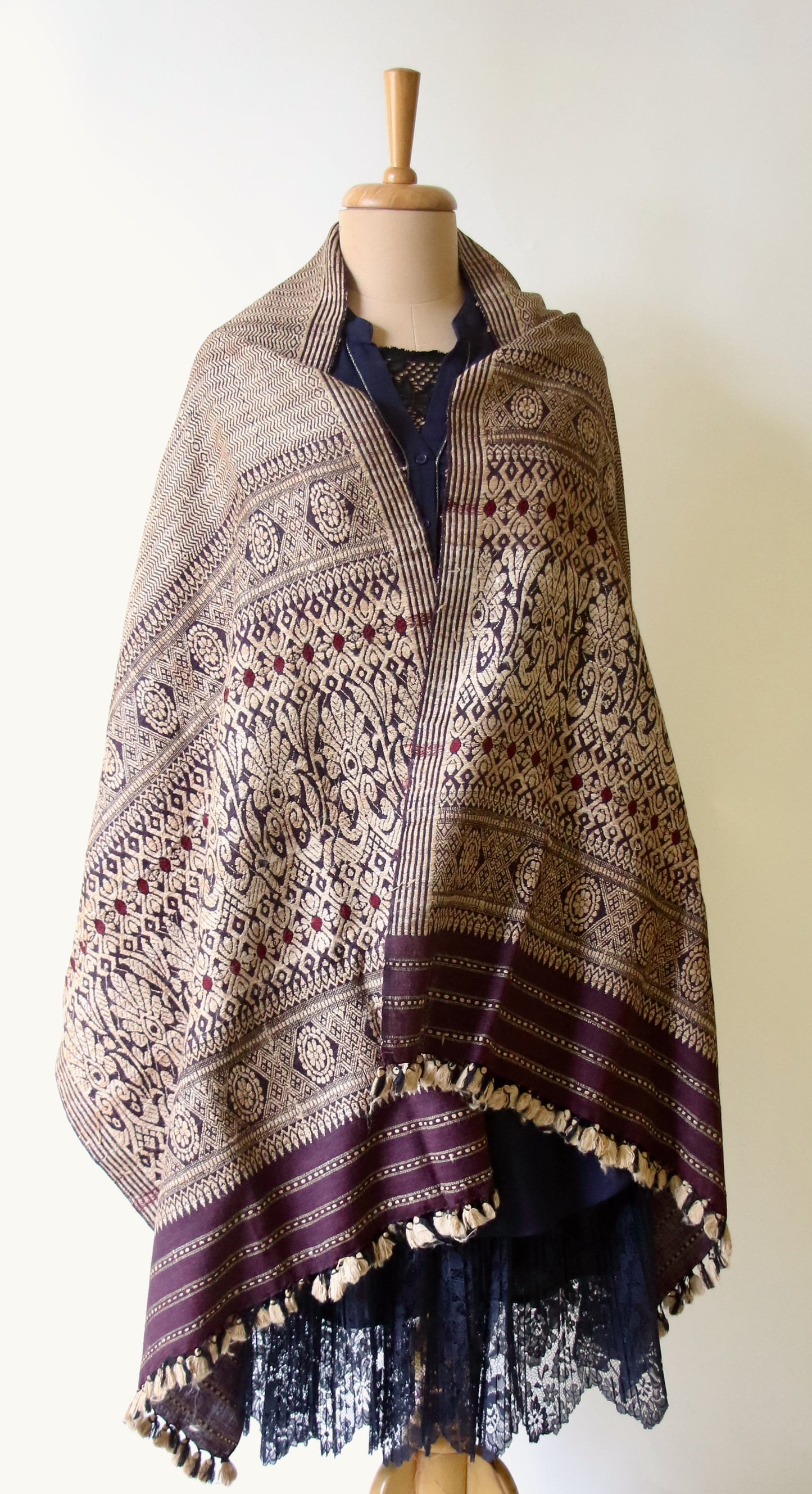 Deep Maroon Natural Dyed Eri Silk Handwoven Shawl from Assam