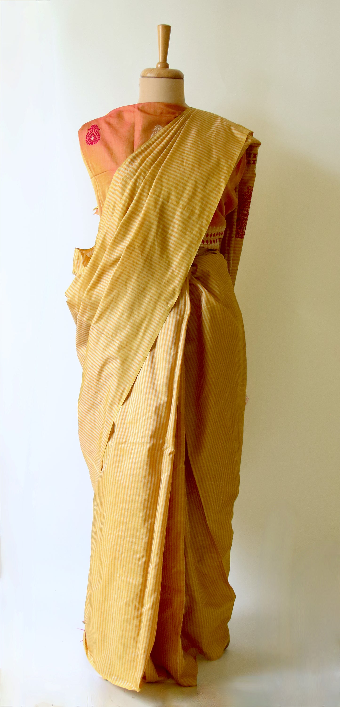 Orange Yellow Handloom Modal by Silk Saree from Assam