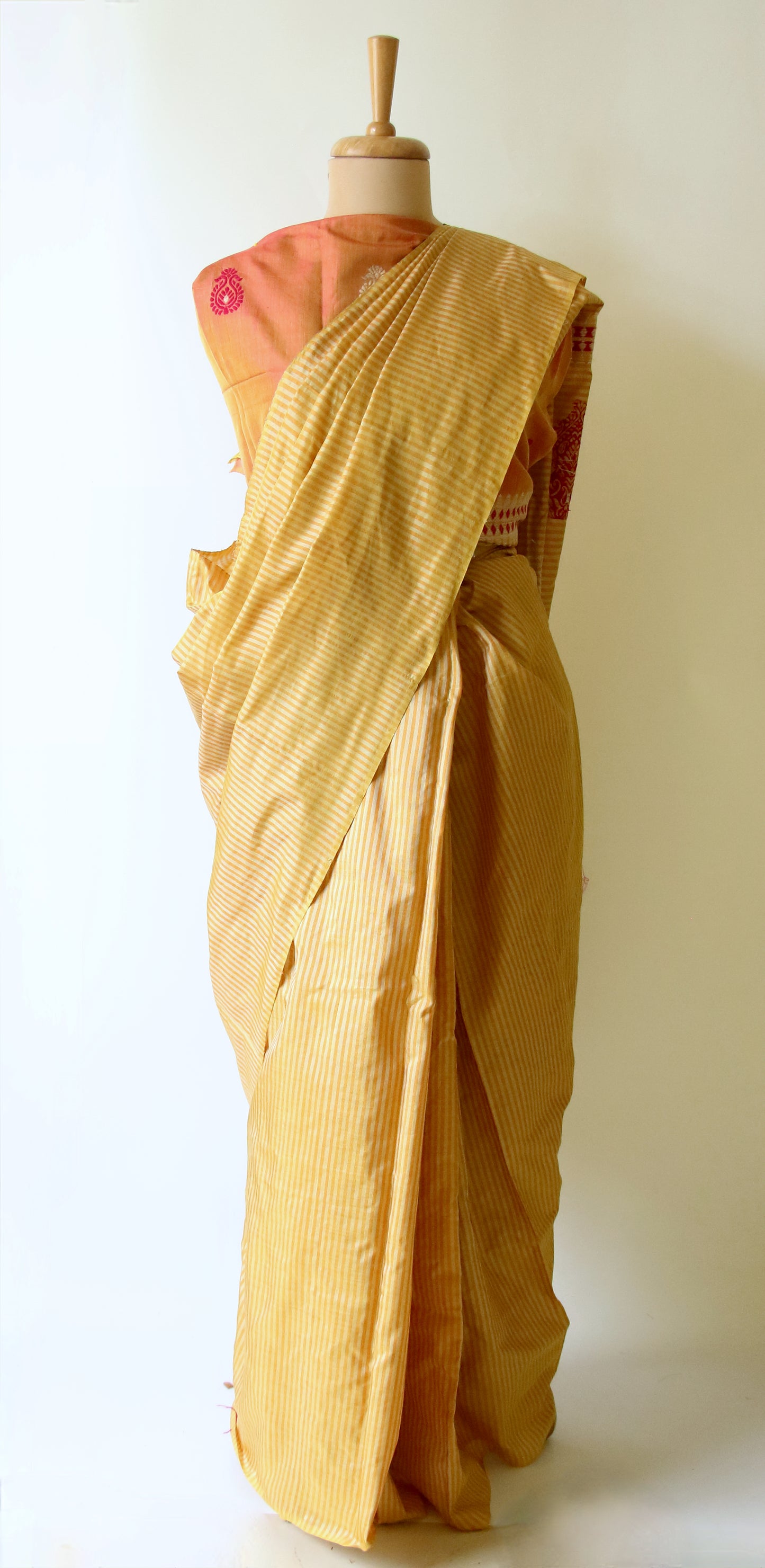 Orange Yellow Handloom Modal by Silk Saree from Assam