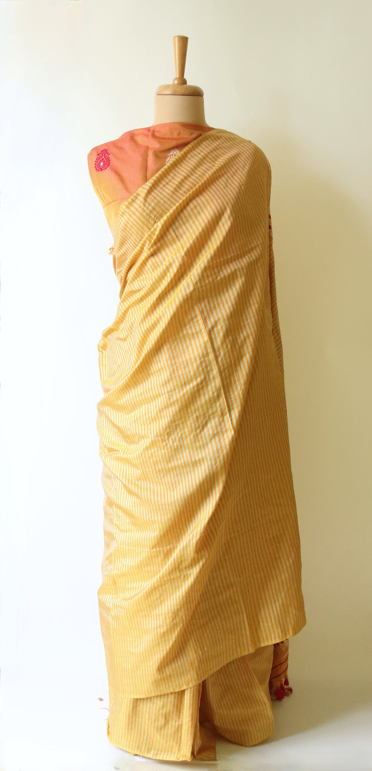 Orange Yellow Handloom Modal by Silk Saree from Assam