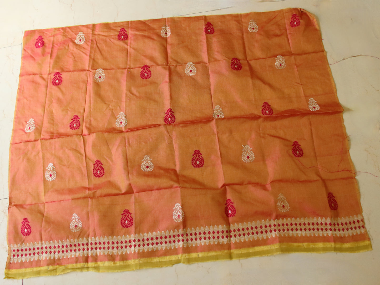 Orange Yellow Handloom Modal by Silk Saree from Assam