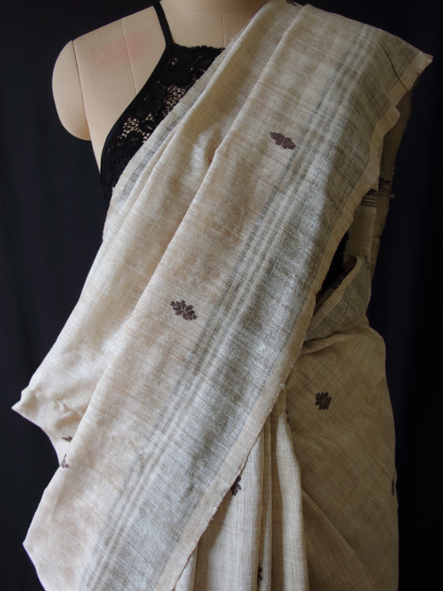 Handwoven Soft Brown Natural Dyed Eri Silk Sari from Assam