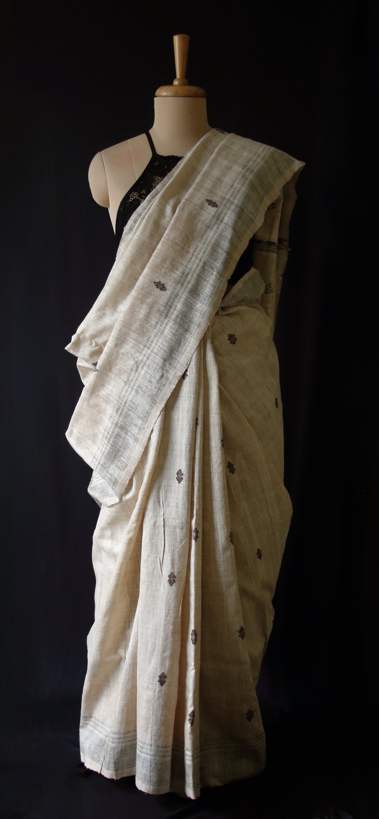 Handwoven Soft Brown Natural Dyed Eri Silk Sari from Assam