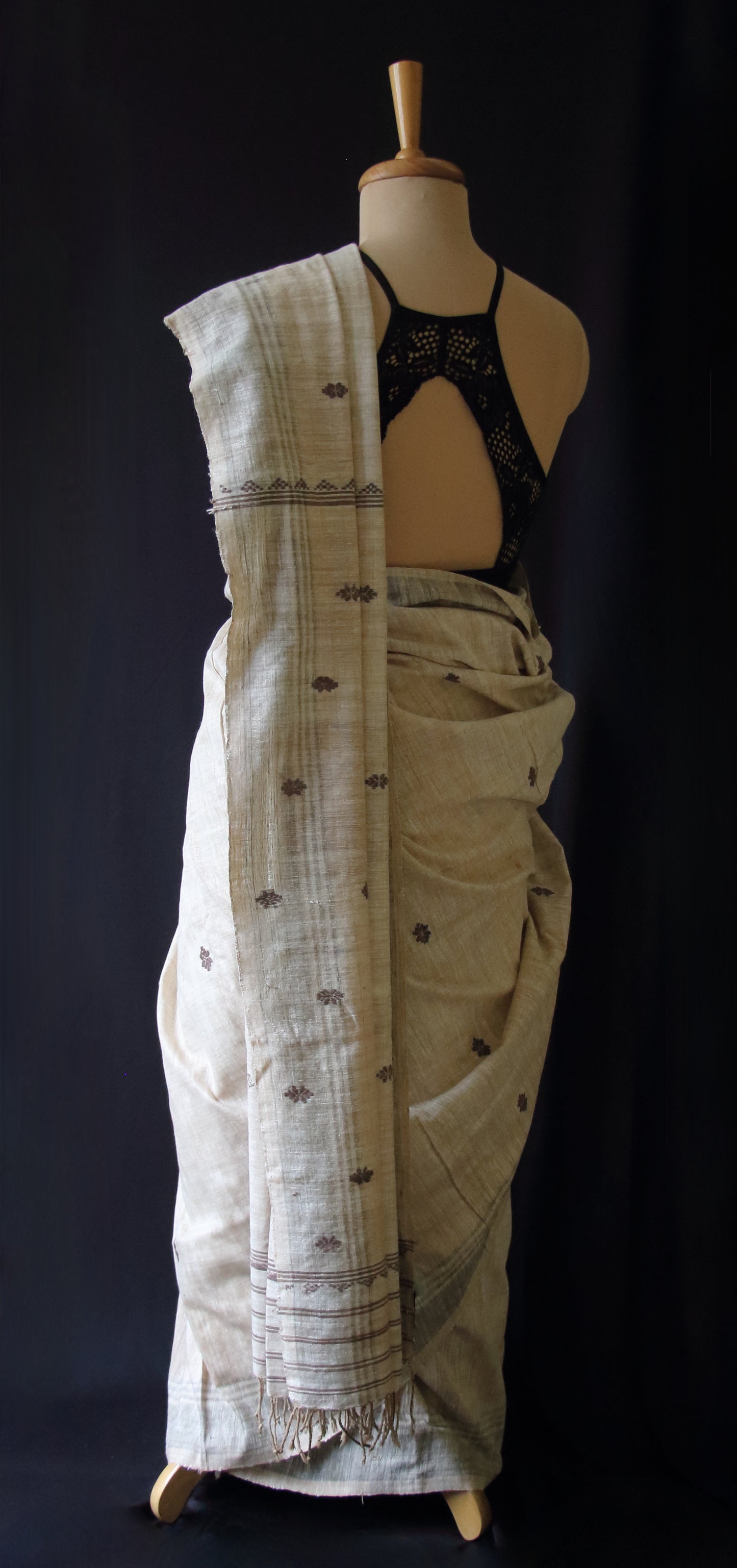 Handwoven Soft Brown Natural Dyed Eri Silk Sari from Assam